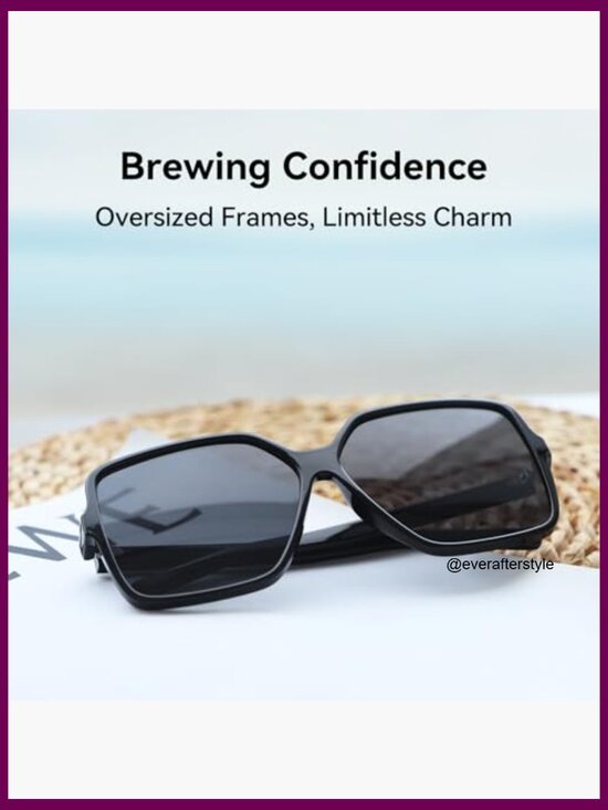 Oversized Square Sunglasses with UV400 Protection, Polarized Composite Lenses